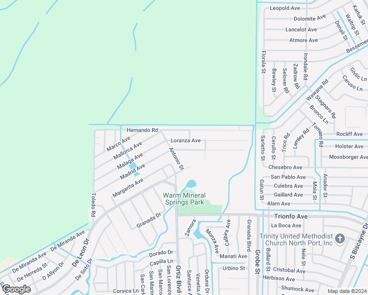 map of restaurants, bars, coffee shops, grocery stores, and more near 12216 Durango Avenue in North Port