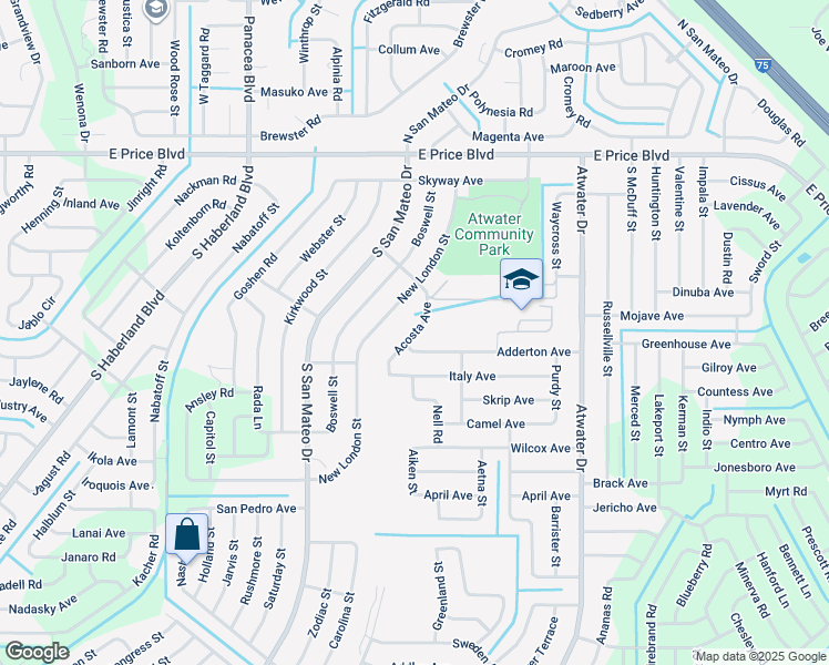 map of restaurants, bars, coffee shops, grocery stores, and more near Acosta Avenue in North Port