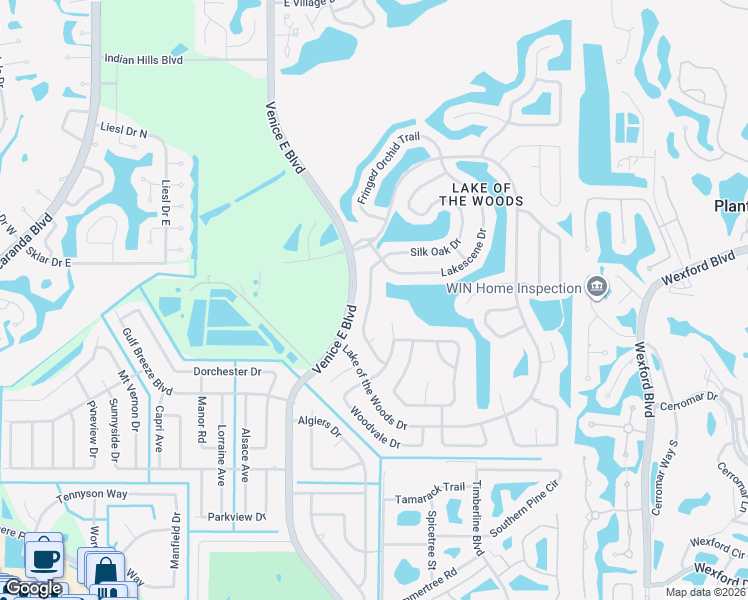map of restaurants, bars, coffee shops, grocery stores, and more near 554 Silk Oak Dr in Venice