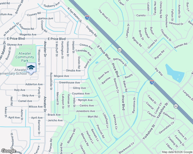 map of restaurants, bars, coffee shops, grocery stores, and more near 5235 Bannock Circle in North Port