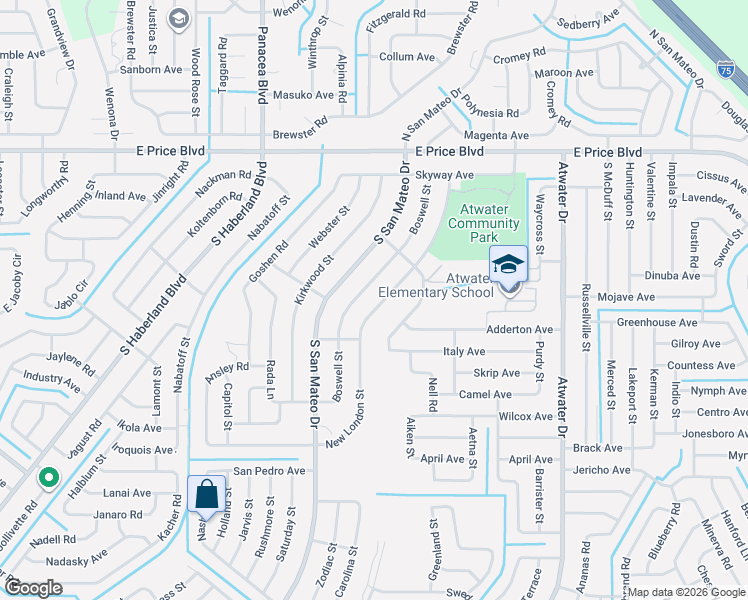 map of restaurants, bars, coffee shops, grocery stores, and more near 1584 Boswell Street in North Port