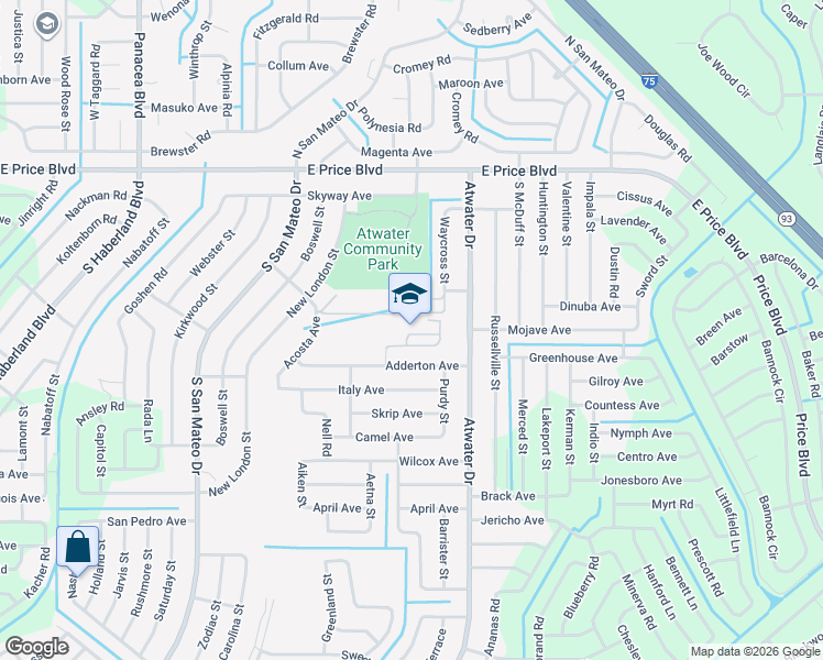 map of restaurants, bars, coffee shops, grocery stores, and more near 4701 Huntsville Avenue in North Port