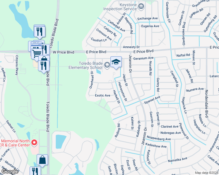 map of restaurants, bars, coffee shops, grocery stores, and more near 1193 Knotty Pine Avenue in North Port