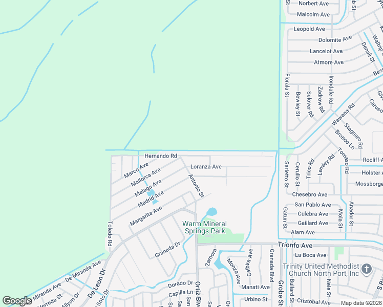 map of restaurants, bars, coffee shops, grocery stores, and more near 12224 Hernando Road in North Port
