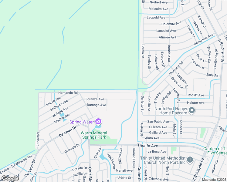 map of restaurants, bars, coffee shops, grocery stores, and more near 12316 Hernando Road in North Port