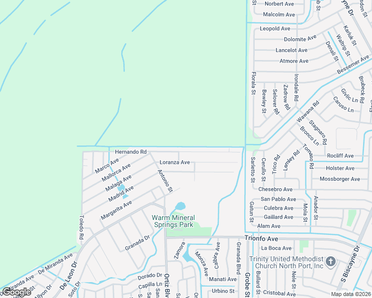 map of restaurants, bars, coffee shops, grocery stores, and more near 12250 Hernando Road in North Port