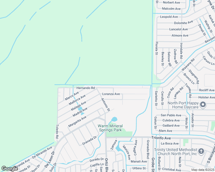 map of restaurants, bars, coffee shops, grocery stores, and more near 12224 Hernando Road in North Port