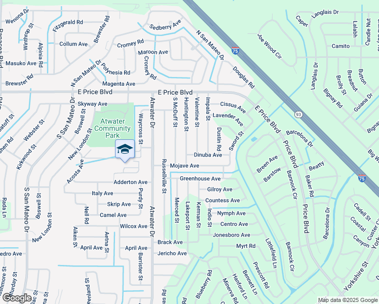 map of restaurants, bars, coffee shops, grocery stores, and more near 1276 Huntington Street in North Port