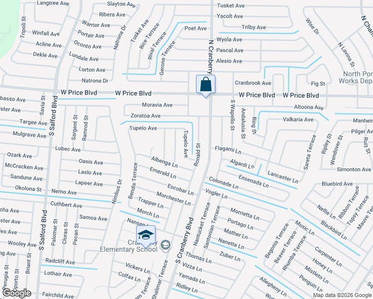 map of restaurants, bars, coffee shops, grocery stores, and more near 1583 Log Lane in North Port