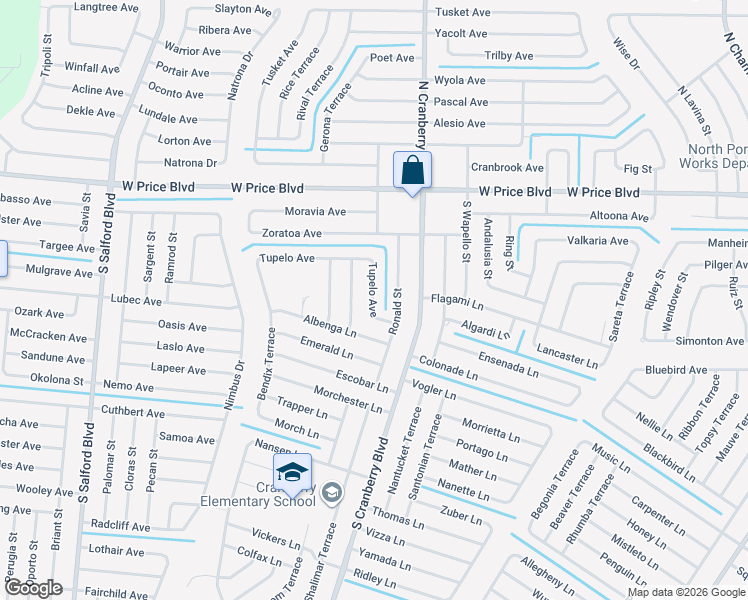 map of restaurants, bars, coffee shops, grocery stores, and more near 1583 Log Lane in North Port