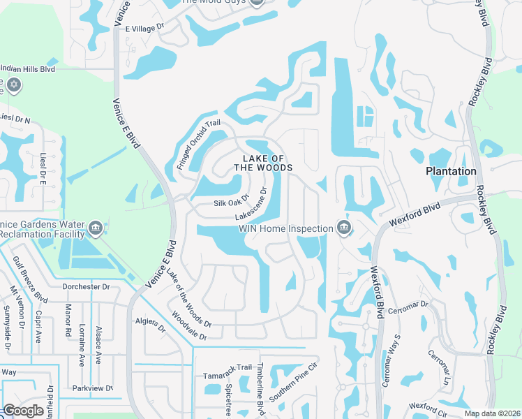 map of restaurants, bars, coffee shops, grocery stores, and more near 649 Lakescene Drive in Venice