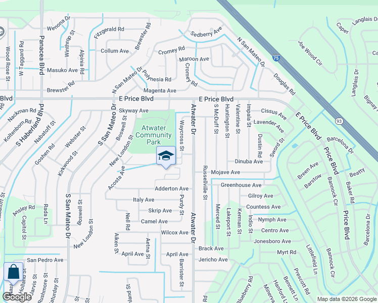 map of restaurants, bars, coffee shops, grocery stores, and more near 1297 Atwater Drive in North Port
