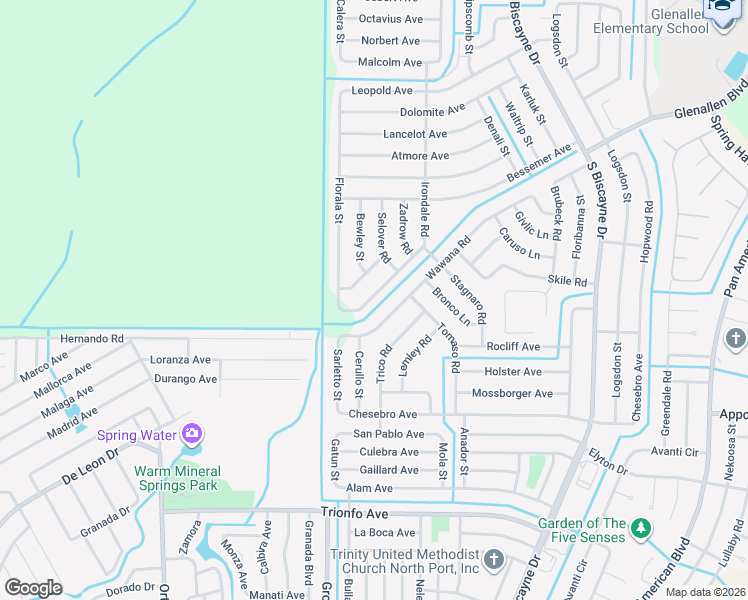map of restaurants, bars, coffee shops, grocery stores, and more near 2323 Irondale Road in North Port