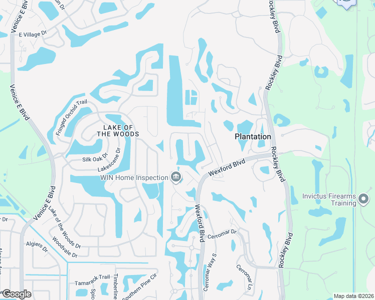 map of restaurants, bars, coffee shops, grocery stores, and more near 834 Harrington Lake Lane in Venice