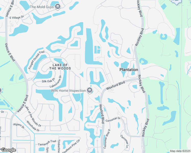 map of restaurants, bars, coffee shops, grocery stores, and more near 834 Harrington Lake Lane in Venice