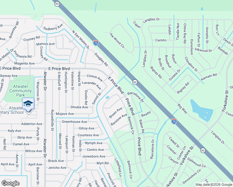 map of restaurants, bars, coffee shops, grocery stores, and more near 5092 Bannock Circle in North Port