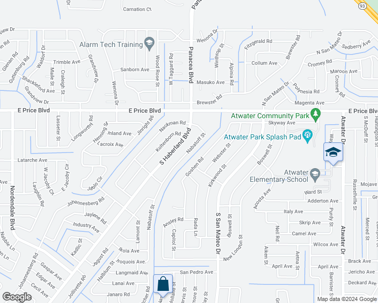 map of restaurants, bars, coffee shops, grocery stores, and more near 1214 South Haberland Boulevard in North Port