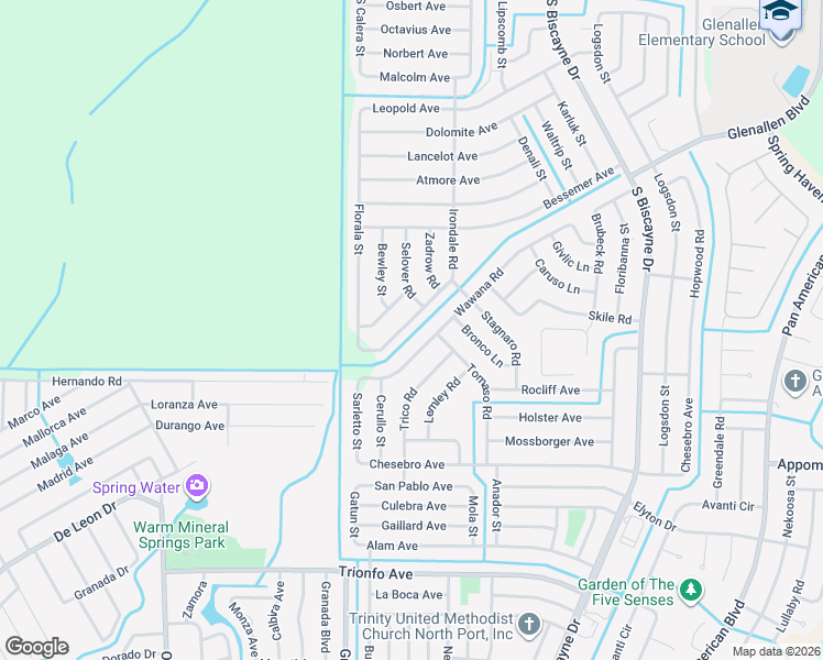 map of restaurants, bars, coffee shops, grocery stores, and more near 2323 Irondale Road in North Port