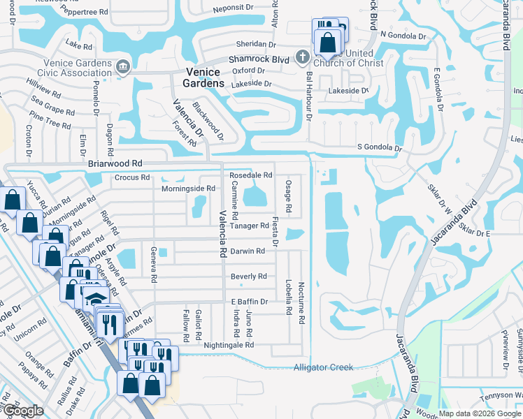map of restaurants, bars, coffee shops, grocery stores, and more near 987 Shasta Road in Venice