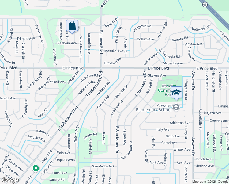 map of restaurants, bars, coffee shops, grocery stores, and more near 1339 Webster Street in North Port