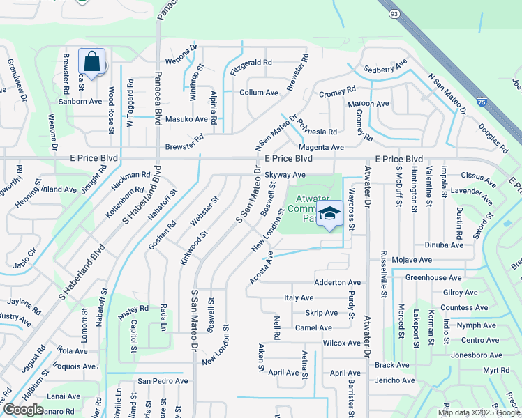 map of restaurants, bars, coffee shops, grocery stores, and more near 1222 South San Mateo Drive in North Port