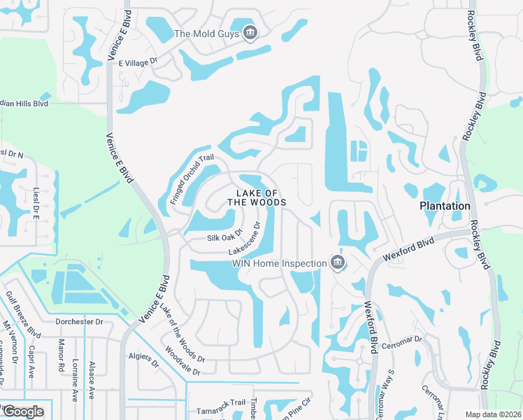 map of restaurants, bars, coffee shops, grocery stores, and more near 664 Lakescene Drive in Venice