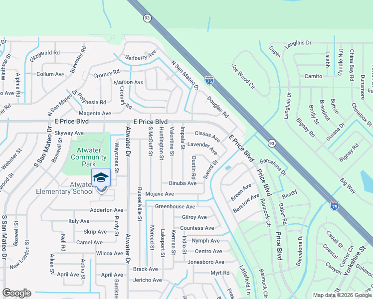 map of restaurants, bars, coffee shops, grocery stores, and more near 5526 Lavender Avenue in North Port