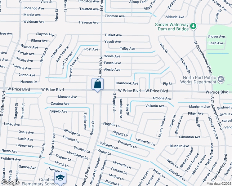 map of restaurants, bars, coffee shops, grocery stores, and more near 2793 West Price Boulevard in North Port