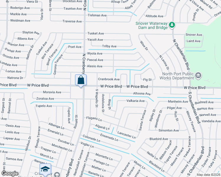 map of restaurants, bars, coffee shops, grocery stores, and more near 2741 West Price Boulevard in North Port