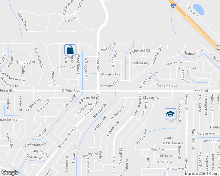 map of restaurants, bars, coffee shops, grocery stores, and more near 3139 Brewster Road in North Port