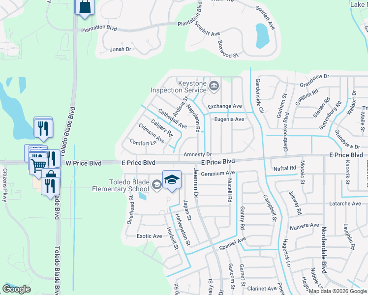 map of restaurants, bars, coffee shops, grocery stores, and more near 1156 Banter Circle in North Port