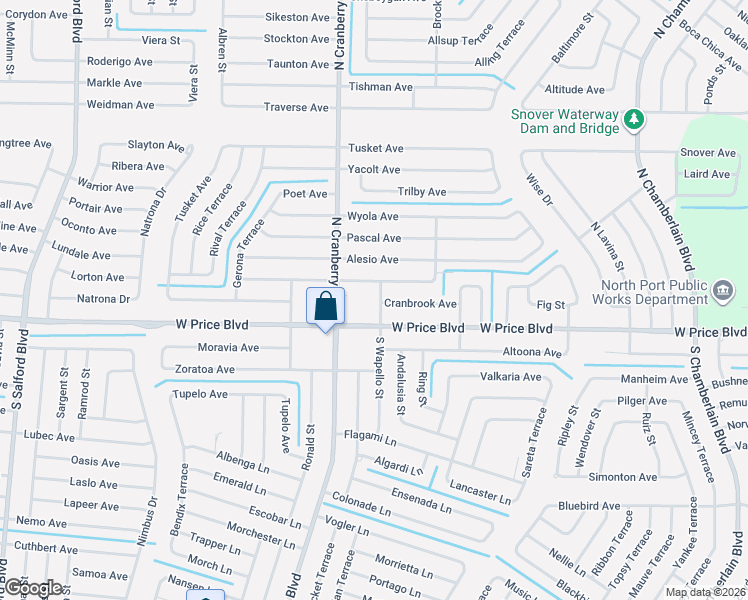 map of restaurants, bars, coffee shops, grocery stores, and more near 2794 West Price Boulevard in North Port