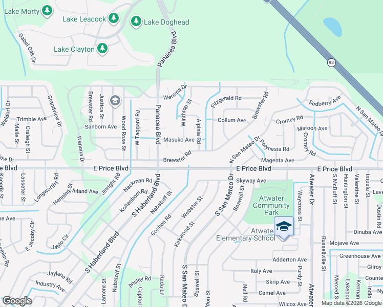 map of restaurants, bars, coffee shops, grocery stores, and more near 3272 Brewster Road in North Port