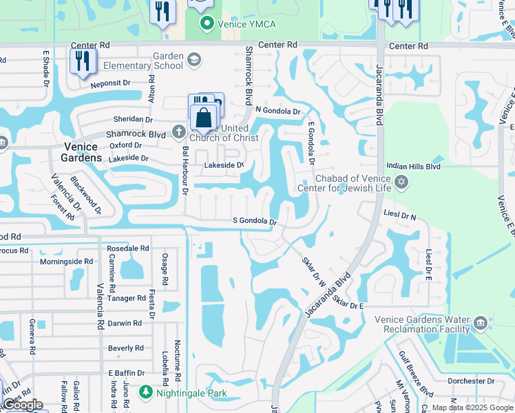map of restaurants, bars, coffee shops, grocery stores, and more near 1720 Claw Court in Venice