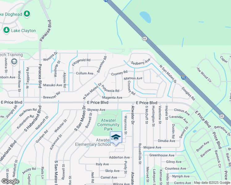 map of restaurants, bars, coffee shops, grocery stores, and more near 4095 Polynesia Road in North Port