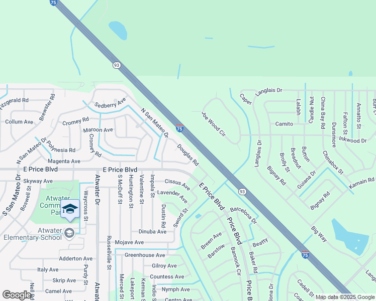 map of restaurants, bars, coffee shops, grocery stores, and more near 5540 Douglas Road in North Port