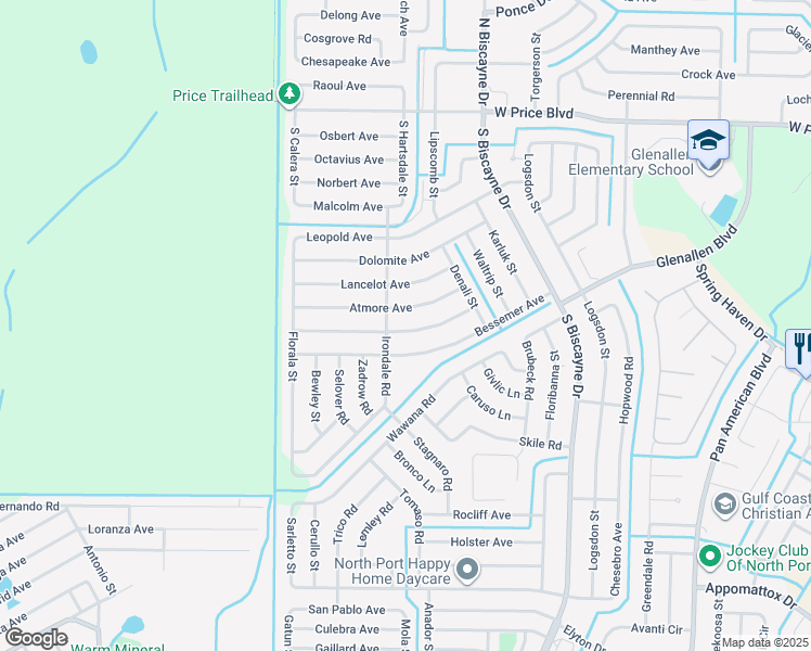 map of restaurants, bars, coffee shops, grocery stores, and more near 8540 Attalla Avenue in North Port