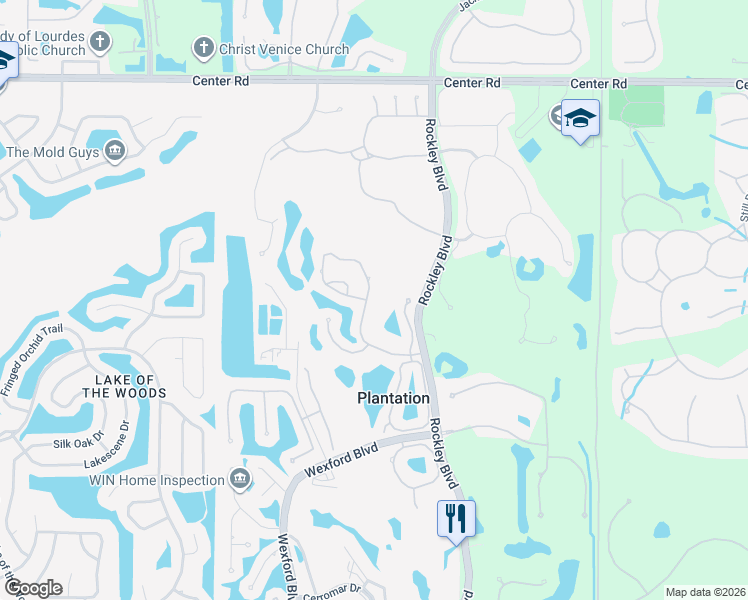 map of restaurants, bars, coffee shops, grocery stores, and more near 812 Carnoustie Drive in Venice