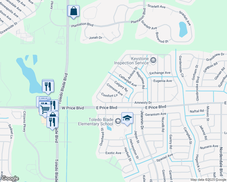 map of restaurants, bars, coffee shops, grocery stores, and more near 1137 Crimson Ave in North Port