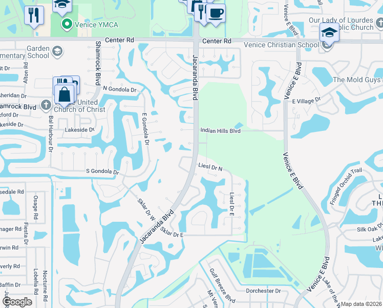 map of restaurants, bars, coffee shops, grocery stores, and more near 1009 Kings Court in Venice
