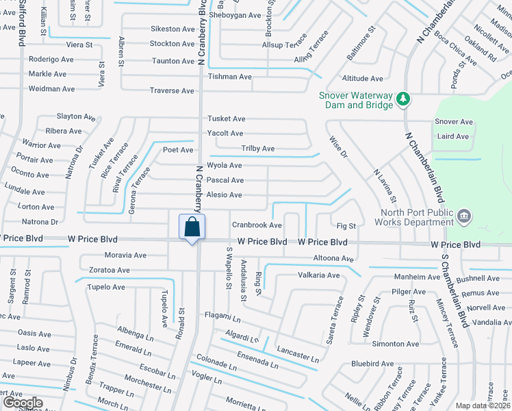 map of restaurants, bars, coffee shops, grocery stores, and more near 2732 Lucaya Avenue in North Port