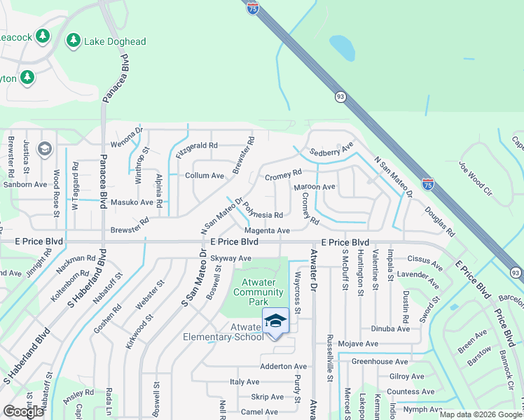 map of restaurants, bars, coffee shops, grocery stores, and more near 4095 Polynesia Road in North Port