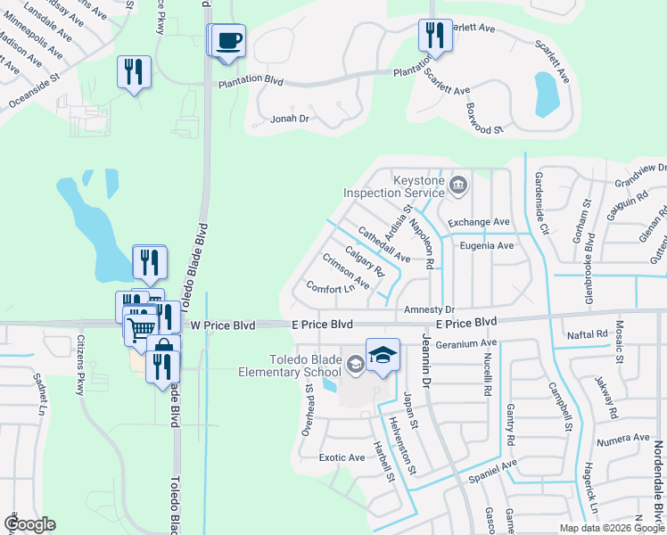 map of restaurants, bars, coffee shops, grocery stores, and more near 1137 Crimson Avenue in North Port