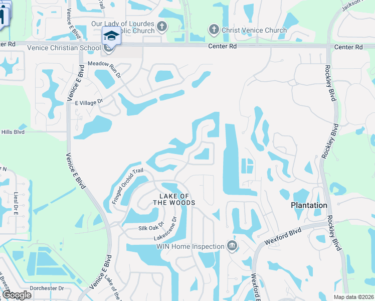 map of restaurants, bars, coffee shops, grocery stores, and more near 830 Wood Sorrel Lane in Venice