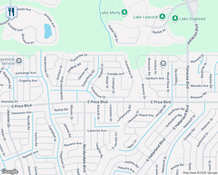 map of restaurants, bars, coffee shops, grocery stores, and more near 1405 Maile Street in North Port