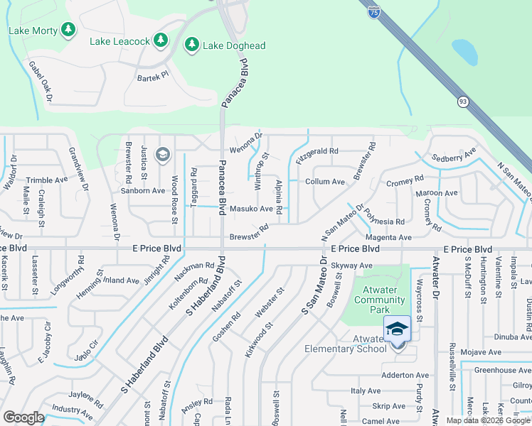 map of restaurants, bars, coffee shops, grocery stores, and more near 3272 Brewster Road in North Port