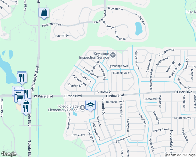 map of restaurants, bars, coffee shops, grocery stores, and more near 1339 Cathedall Avenue in North Port