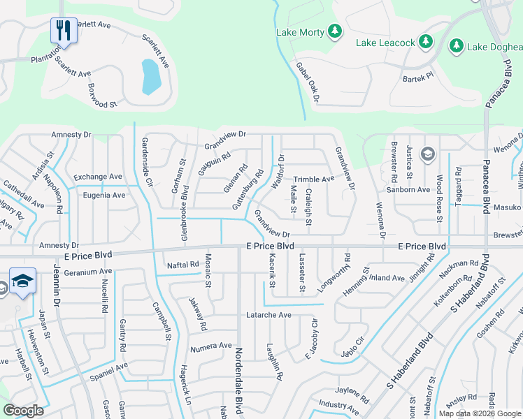 map of restaurants, bars, coffee shops, grocery stores, and more near 2957 Grandview Drive in North Port