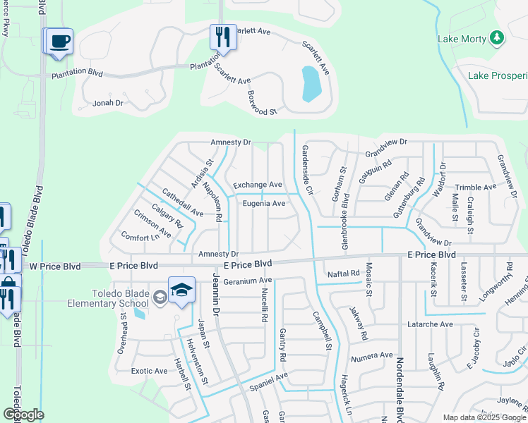 map of restaurants, bars, coffee shops, grocery stores, and more near 1353 Edinburgh Street in North Port