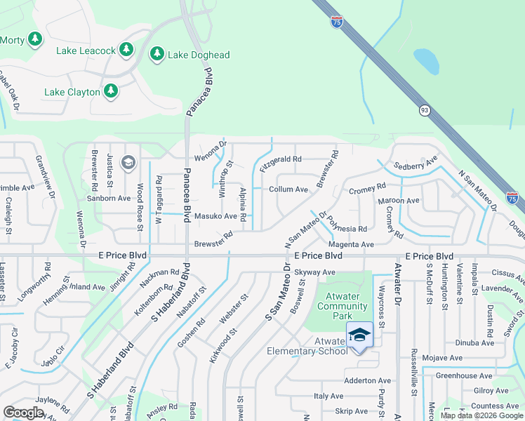 map of restaurants, bars, coffee shops, grocery stores, and more near 1259 Fitzgerald Road in North Port